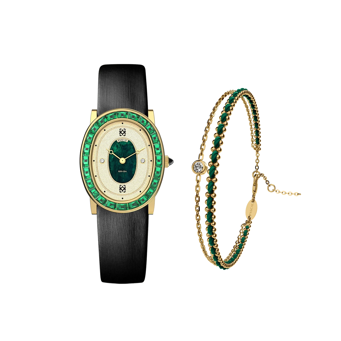 Set de regalo de reloj ovalado con halo de diamantes