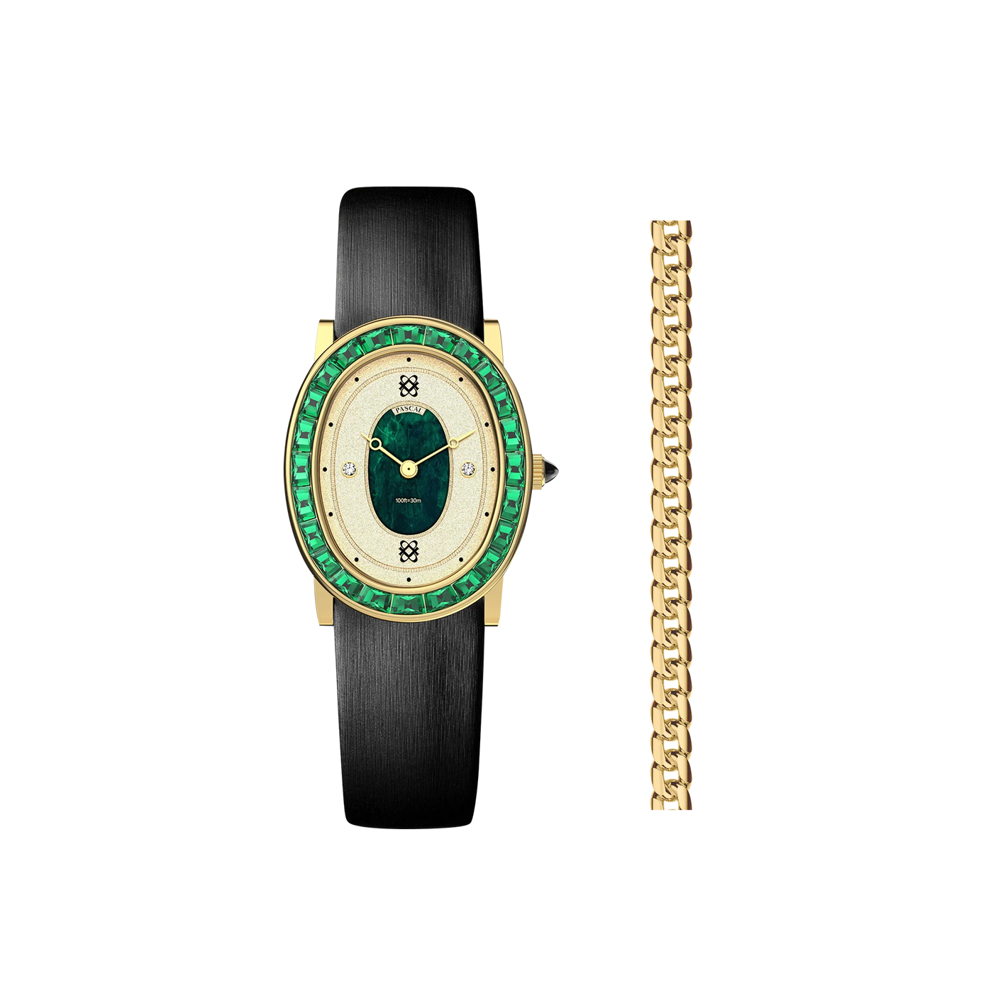 Set de regalo de reloj ovalado con halo de diamantes