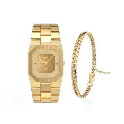 Achteckiges Clou de Paris Diamant-Uhr-Geschenkset