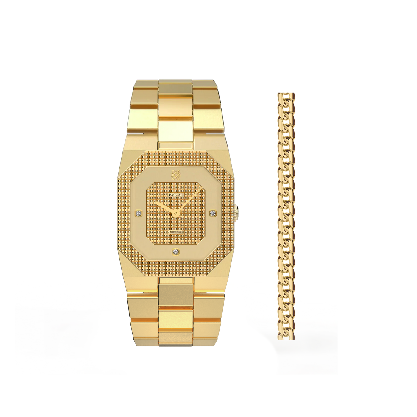 Achteckiges Clou de Paris Diamant-Uhr-Geschenkset