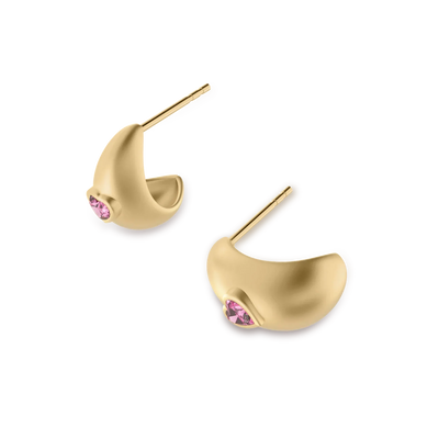 Brinco Domo de Pedra Preciosa Coração