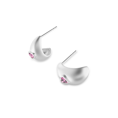 Brinco Domo de Pedra Preciosa Coração