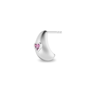 Brinco Domo de Pedra Preciosa Coração