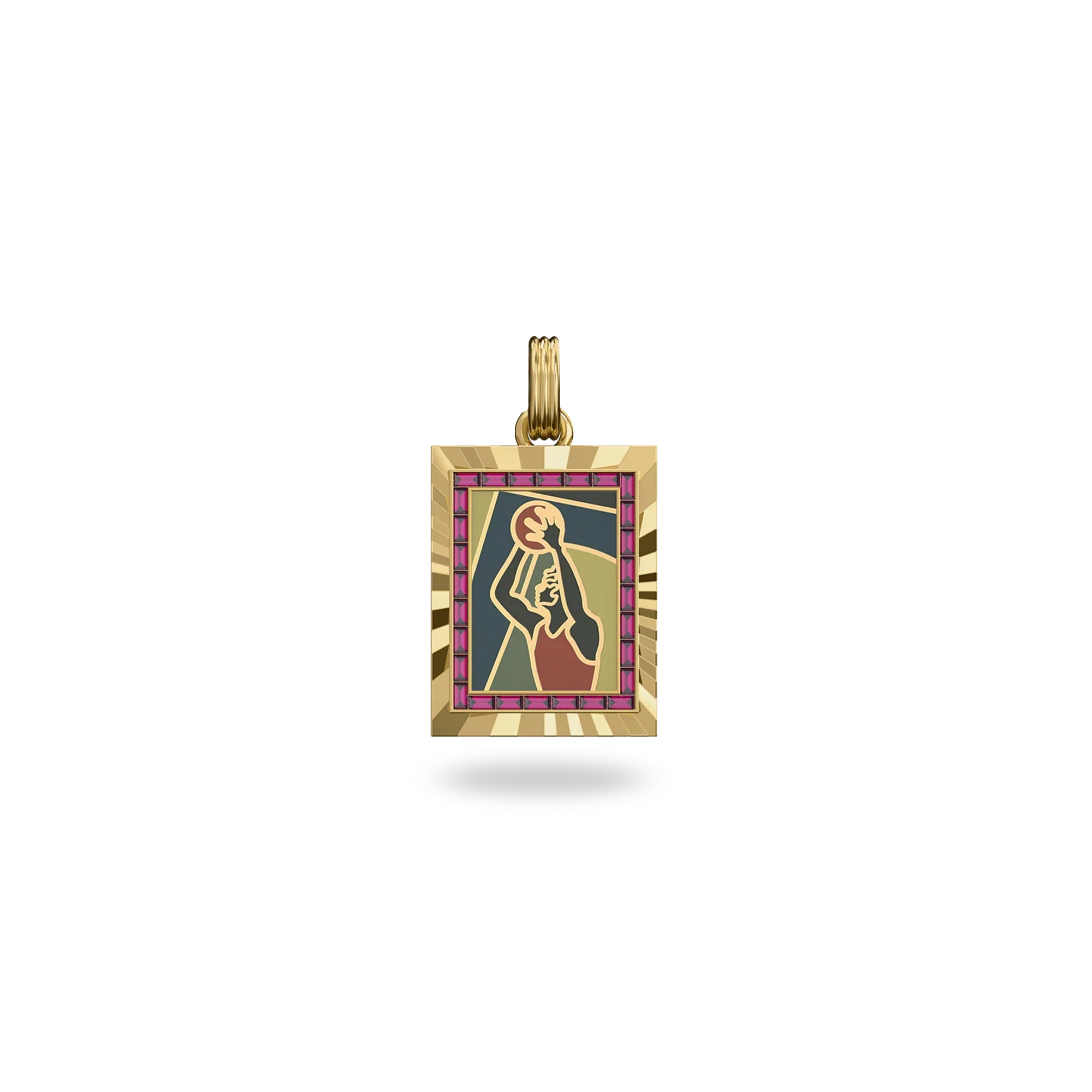 Victory Emblem Basketball Gemstone Pendant - PASCAL