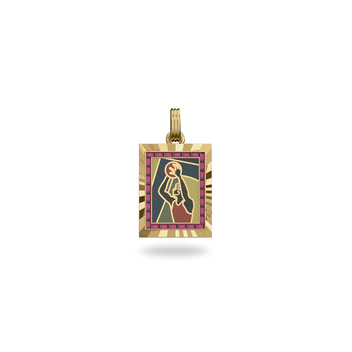 Victory Emblem Basketball Gemstone Pendant - PASCAL
