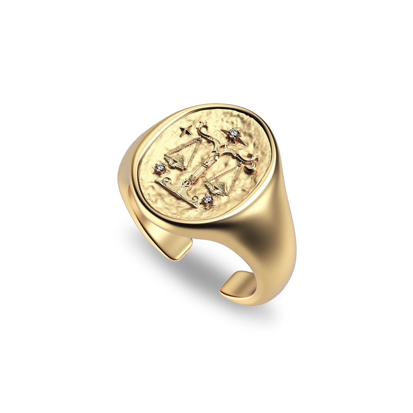 Anel de sinete 'Zodiac' com diamante, Sagitário