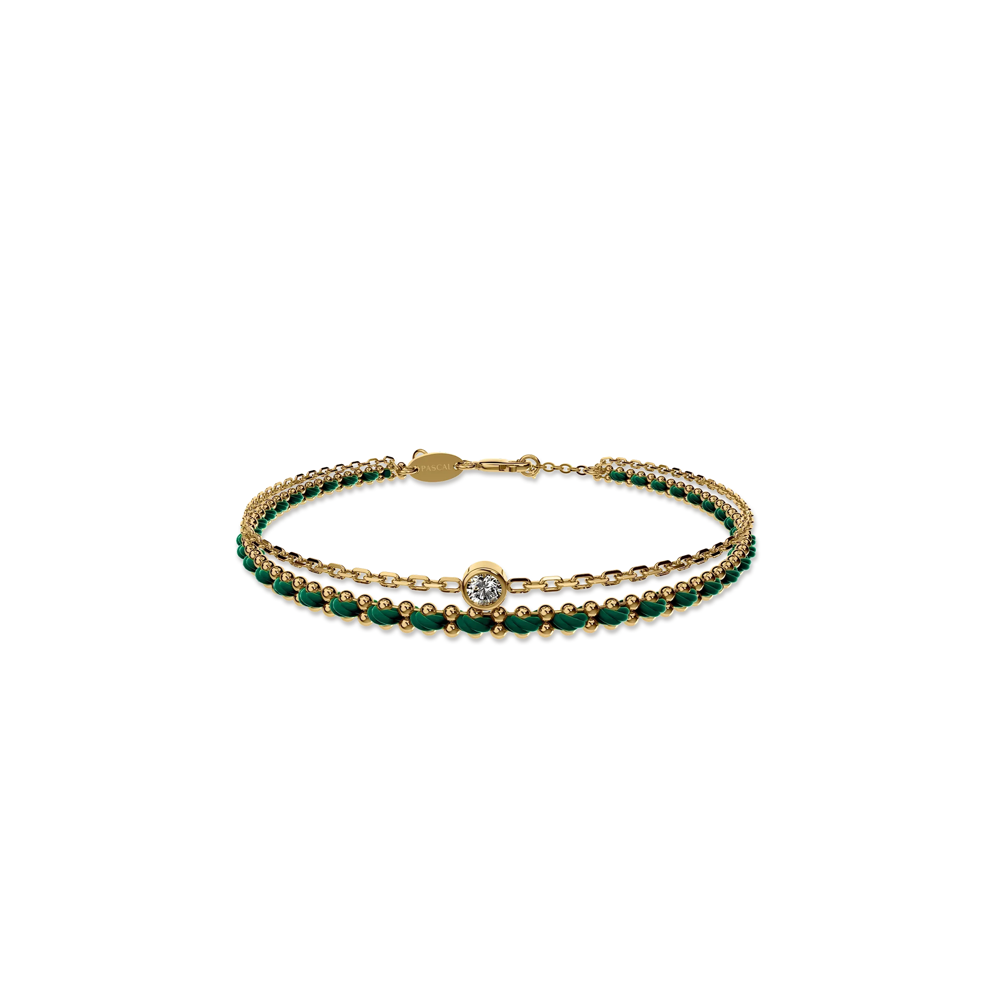 Lucky Double Bracelet - PASCAL#color_18k-yellow-gold-plated-white-diamond