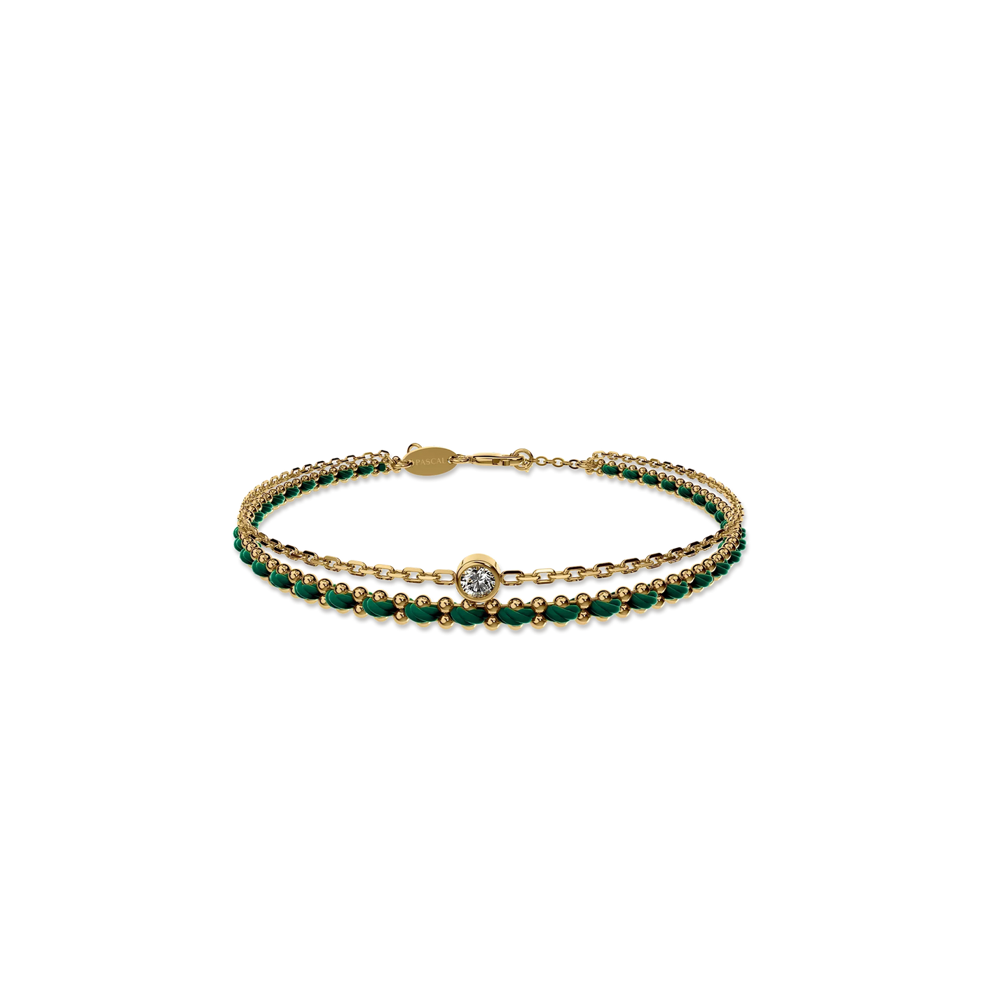 Lucky Double Bracelet - PASCAL#color_18k-yellow-gold-plated-white-diamond