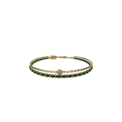 Lucky Double Bracelet - PASCAL#color_18k-yellow-gold-plated-white-diamond