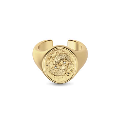 Anel de sinete 'Zodiac' com diamante, Sagitário