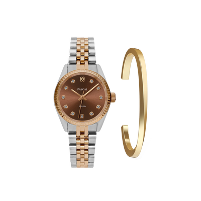 Zeitloses klassisches Diamant-Uhr-Geschenkset