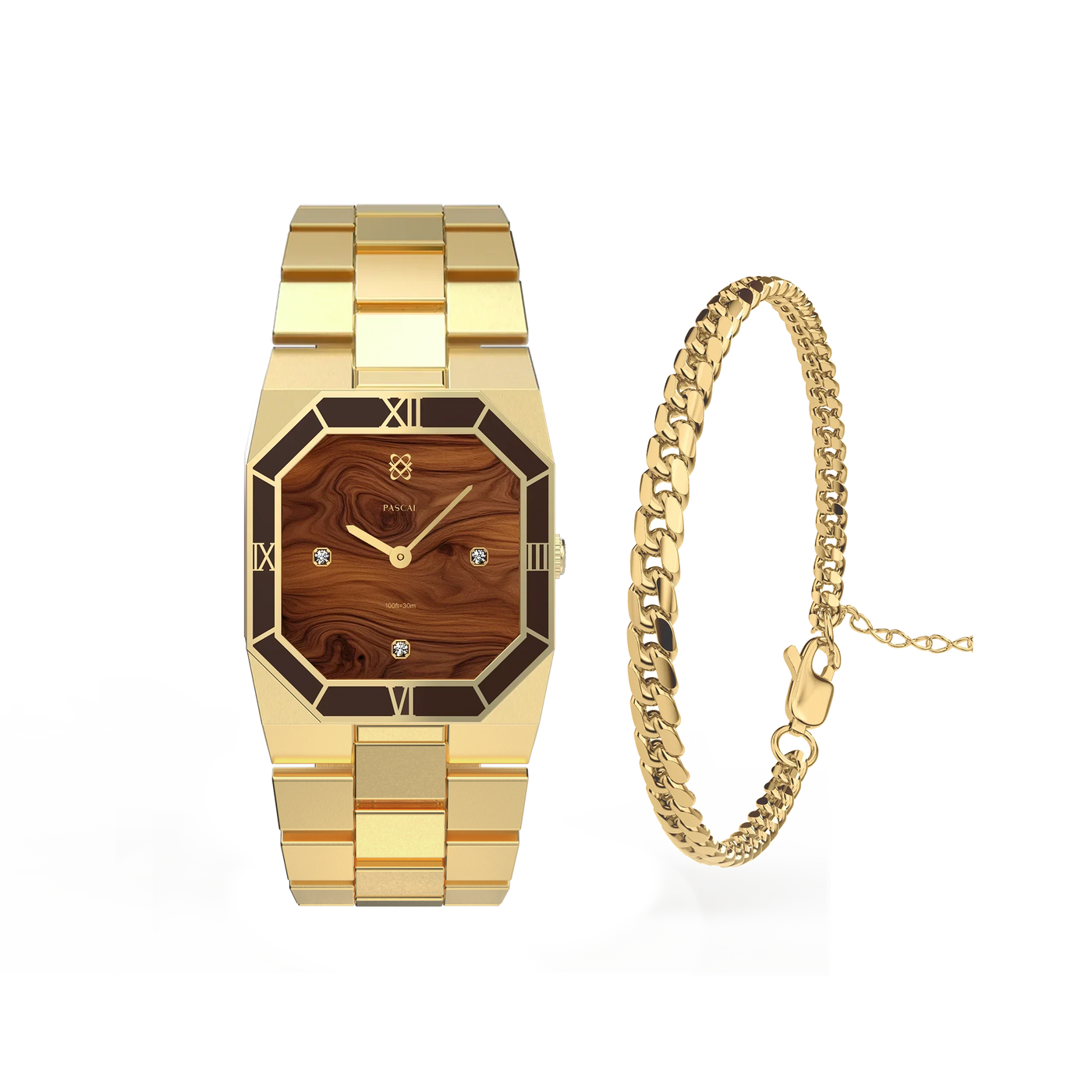 Achteckige Emaille Diamant Uhr Geschenkset