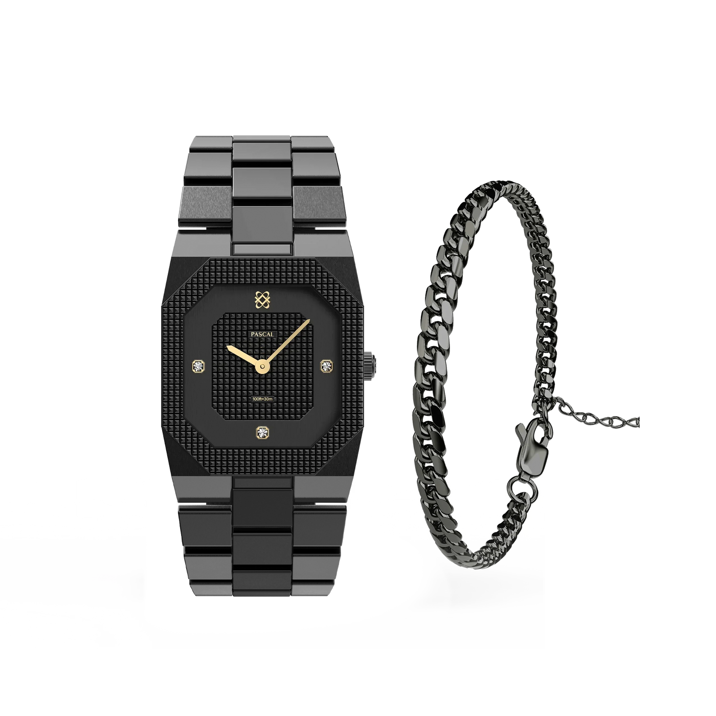 Achteckiges Clou de Paris Diamant-Uhr-Geschenkset