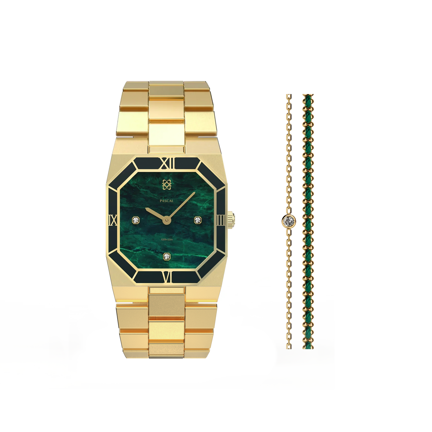 Achteckige Emaille Diamant Uhr Geschenkset