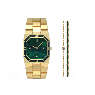 Achteckige Emaille Diamant Uhr Geschenkset