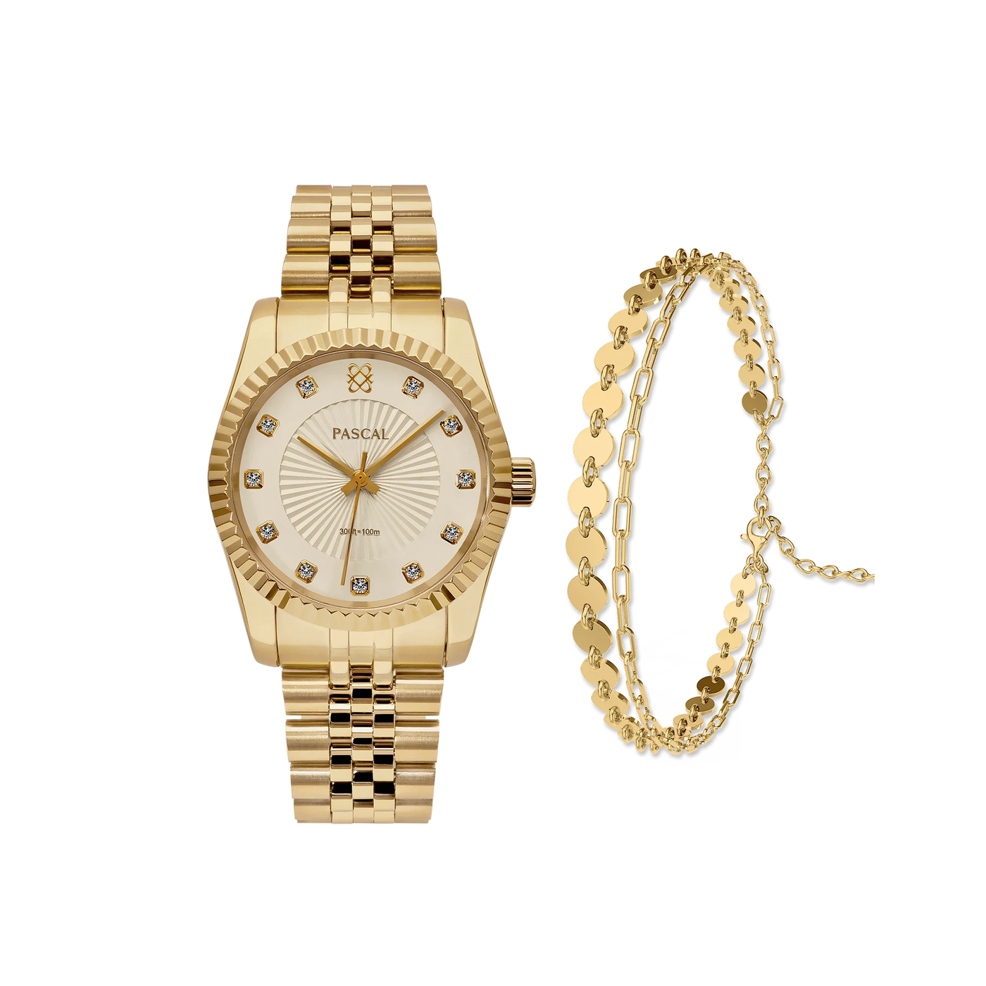 Zeitloses klassisches Diamant-Uhr-Geschenkset