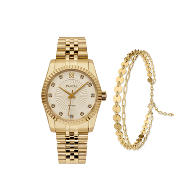 Zeitloses klassisches Diamant-Uhr-Geschenkset