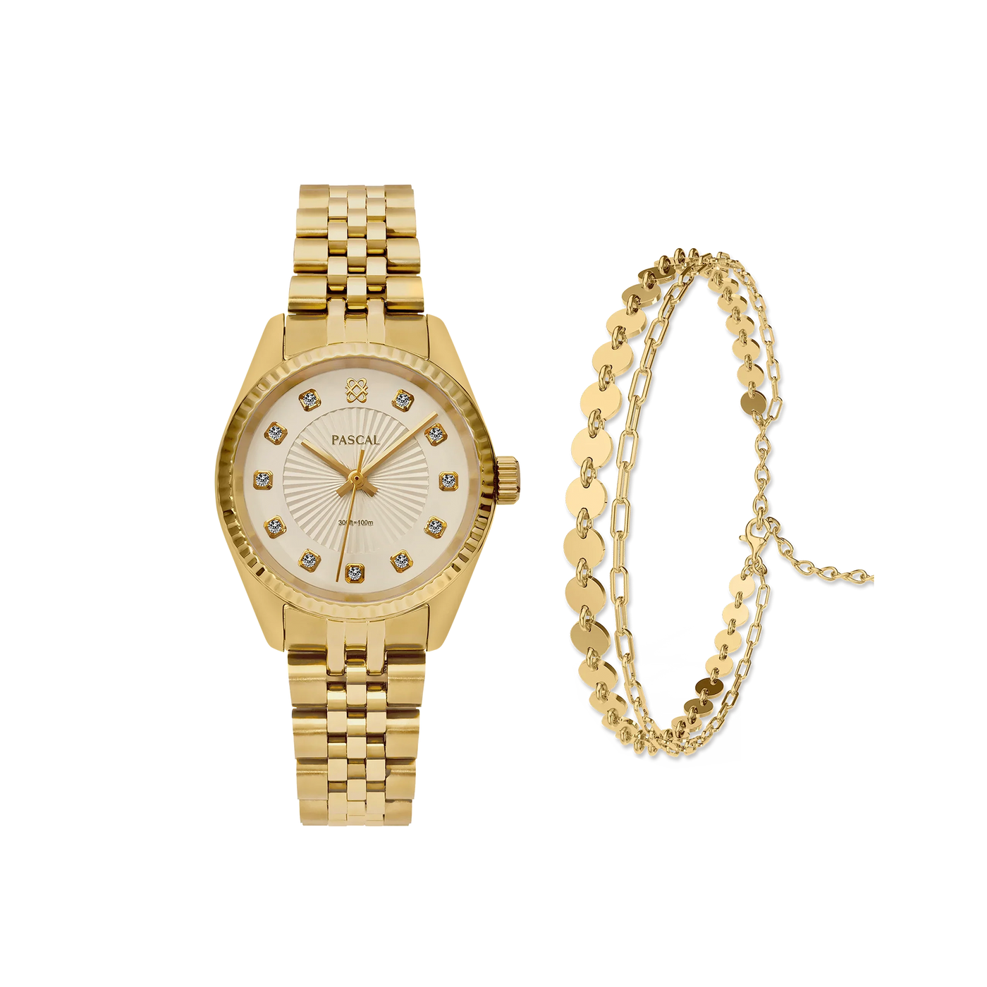 Zeitloses klassisches Diamant-Uhr-Geschenkset