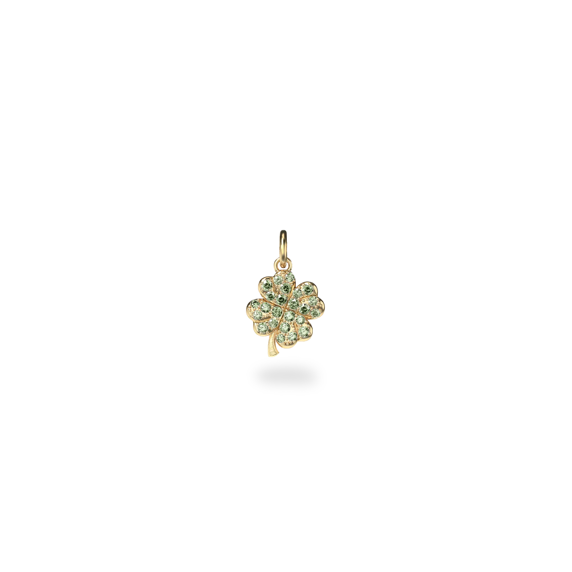 Lucky Clover Charm, Green Diamond Pavé, 10mm - PASCAL