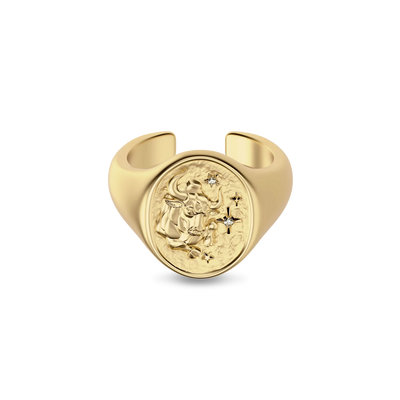 Anel de sinete 'Zodiac' com diamante, Sagitário