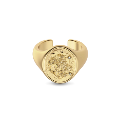 Anel de sinete 'Zodiac' com diamante, Sagitário