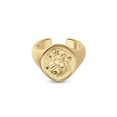 Anel de sinete 'Zodiac' com diamante, Sagitário