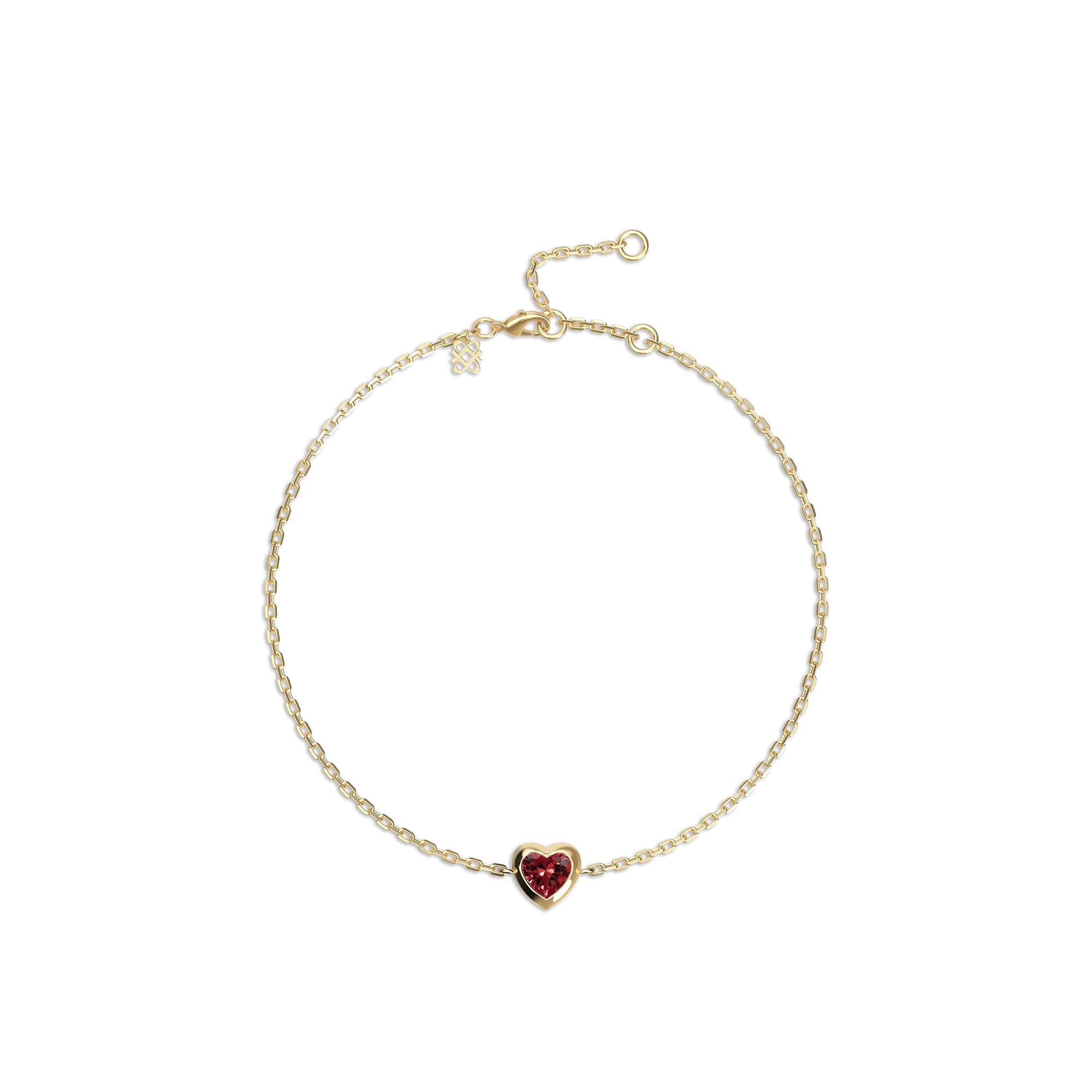 Sweet Fruit Heart Gemstone Bracelet - PASCAL#color_18k-yellow-gold-vermeil-red-gemstone