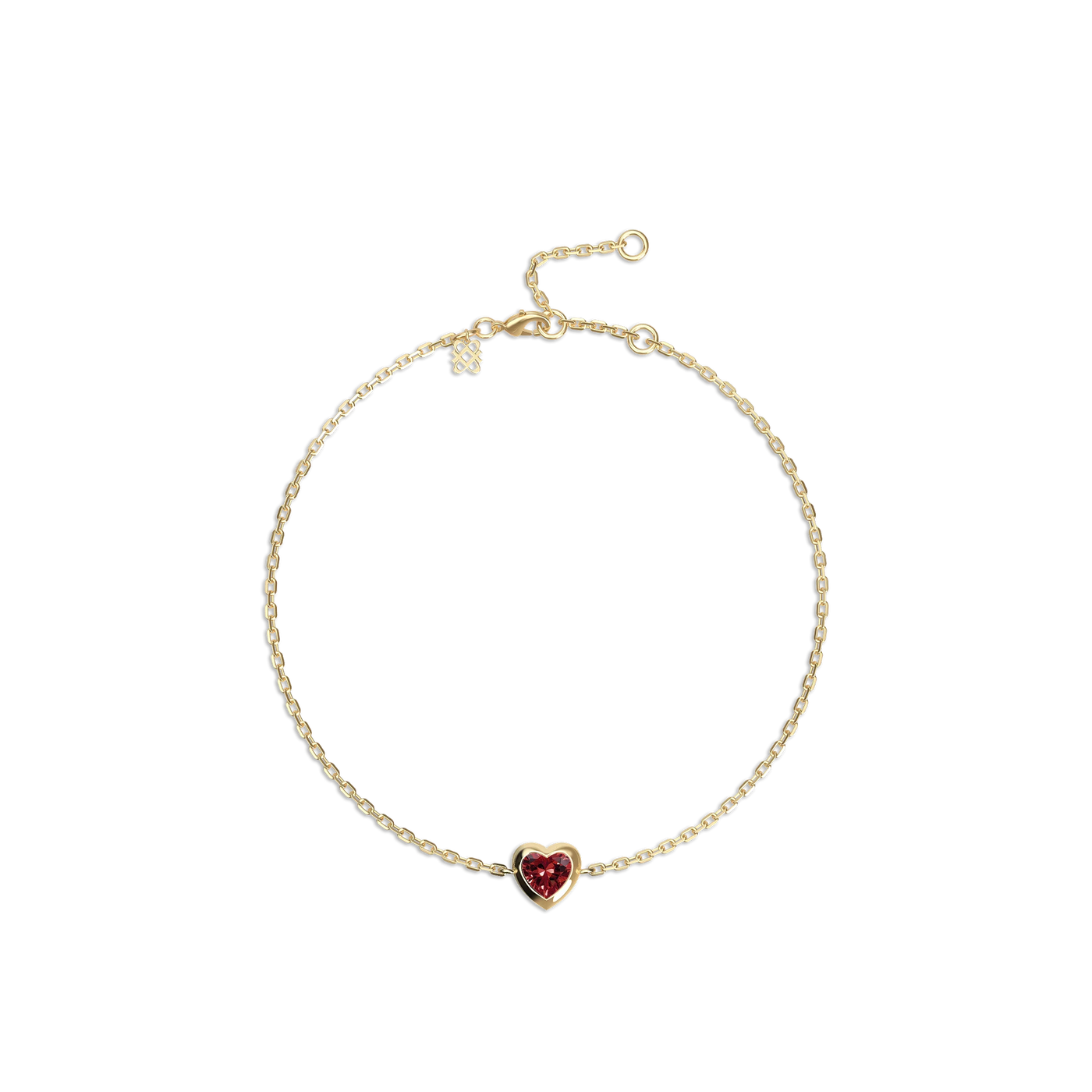 Sweet Fruit Heart Gemstone Bracelet - PASCAL#color_18k-yellow-gold-vermeil-red-gemstone