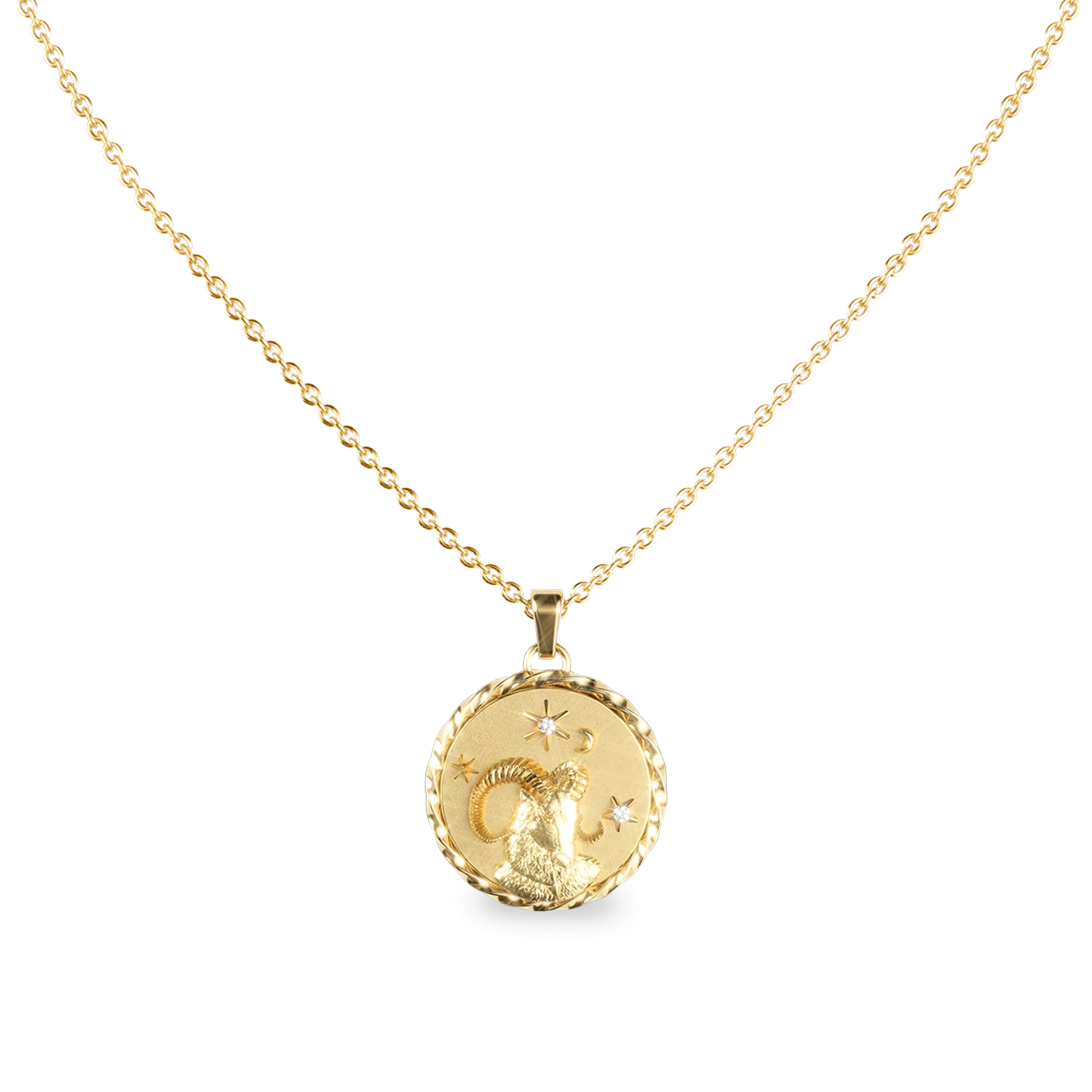 Aries Amulet Necklace- PASCAL#color_18k-yellow-gold-vermeil-white-diamond