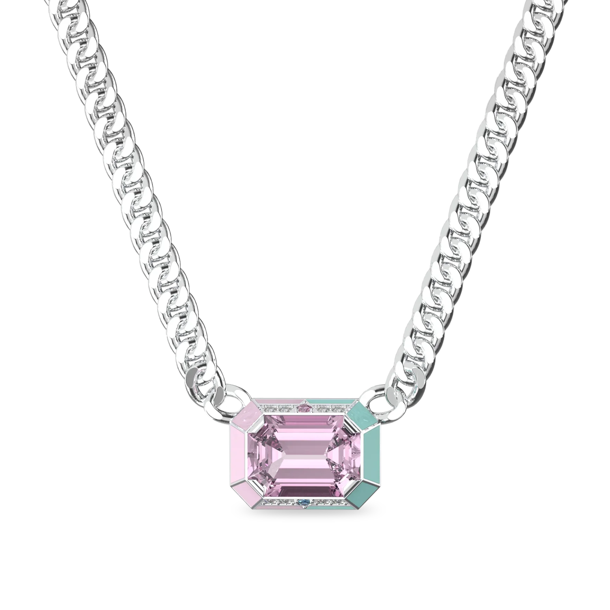 Artdeco Prism Diamond Necklace - PASCAL#color_pink-blue-double-pink-blue-double