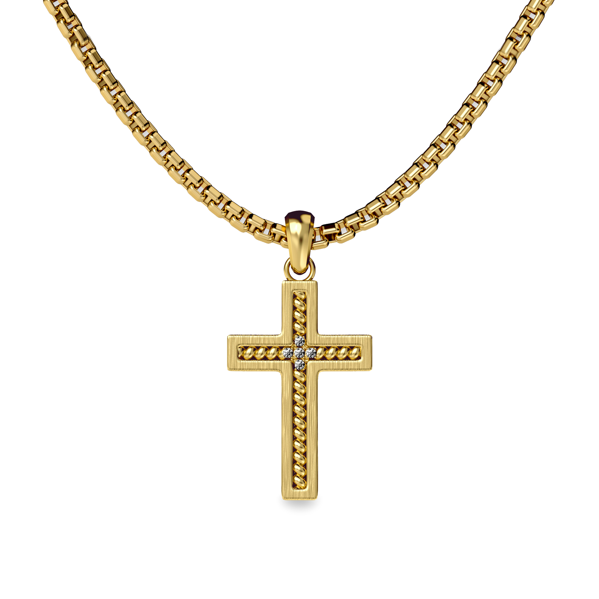 Cable Cross Pendant, White Diamond - PASCAL
