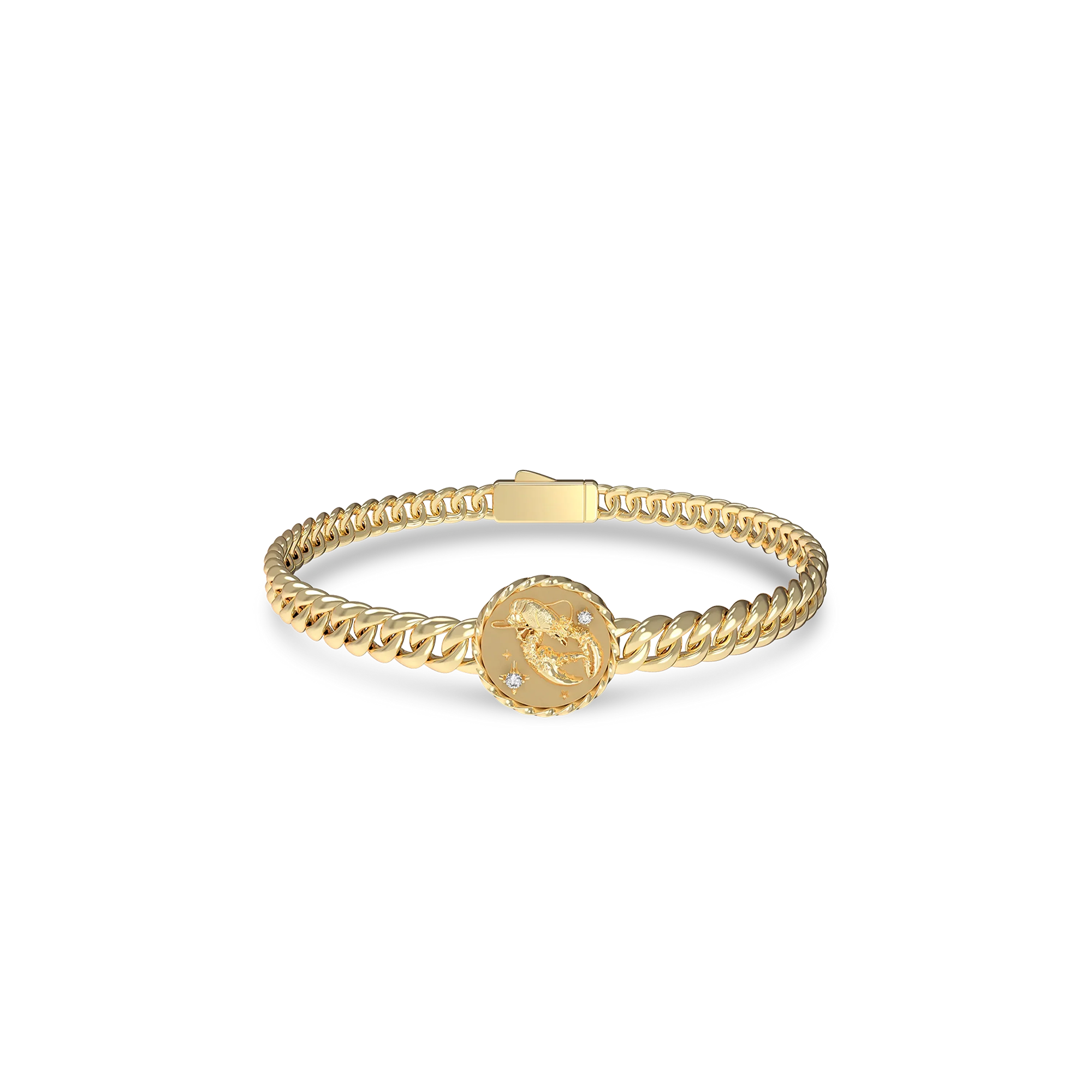 Cancer Amulet Cuban Bracelet - PASCAL#color_18k-yellow-gold-vermeil