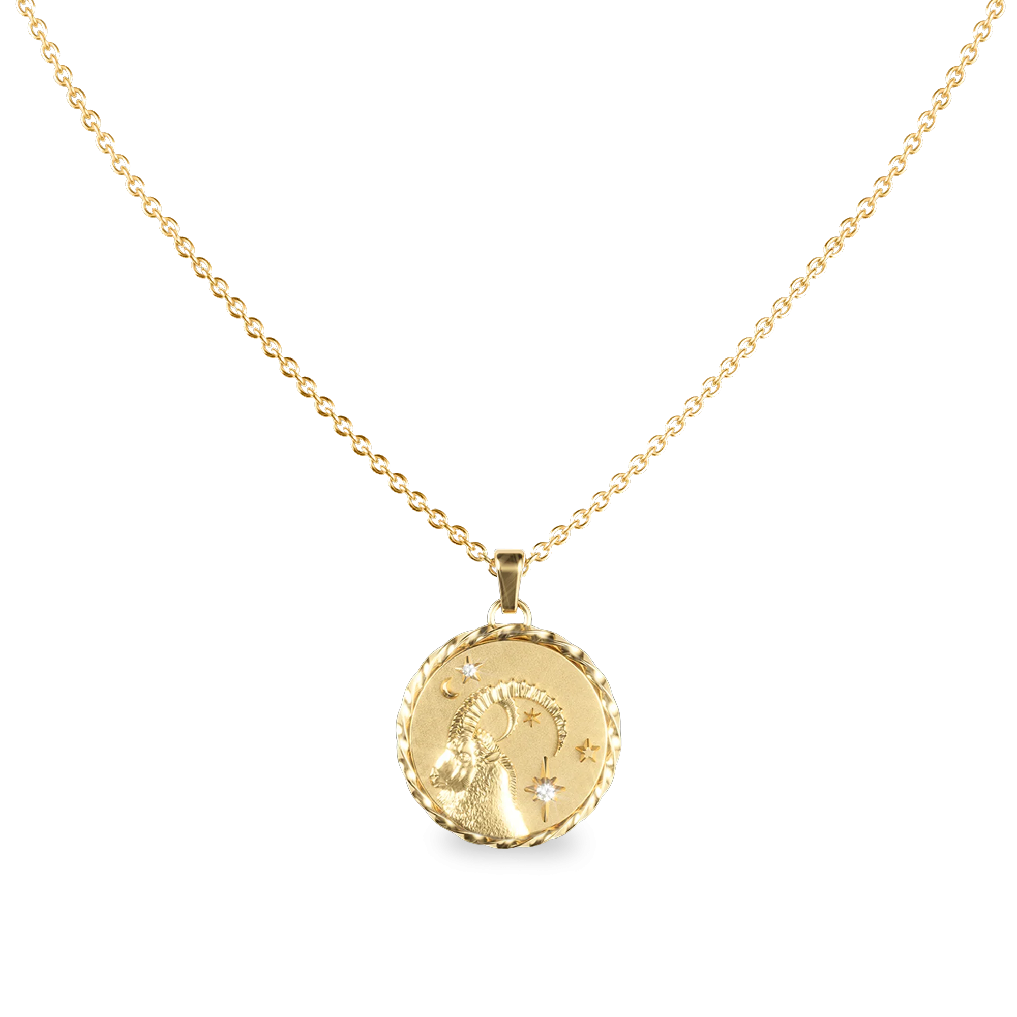Capricorn Amulet Necklace- PASCAL#color_18k-yellow-gold-vermeil-white-diamond
