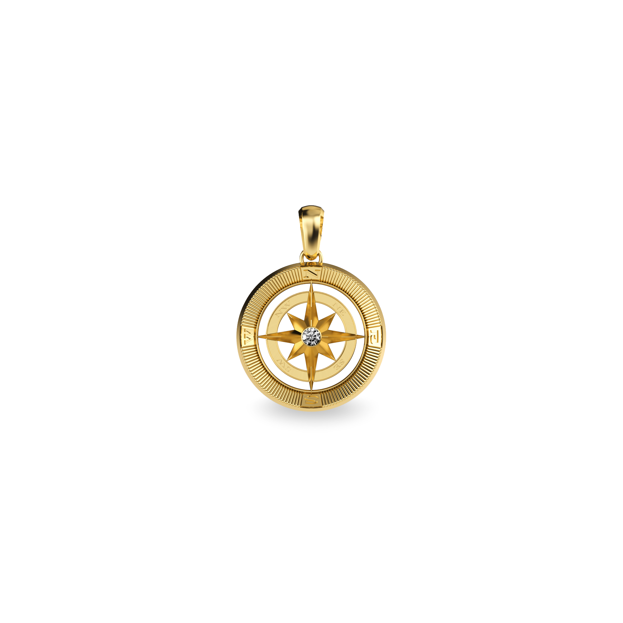 Compass Pendant, White Diamond - PASCAL