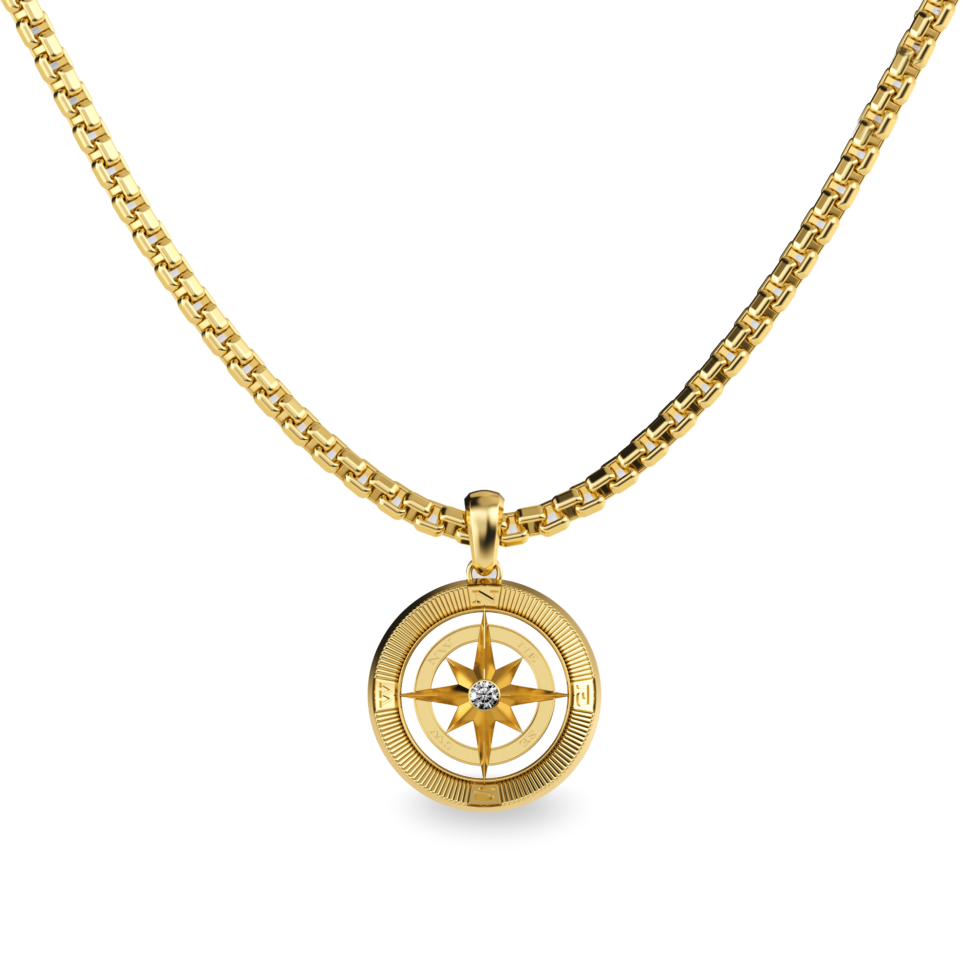 Compass Pendant, White Diamond - PASCAL