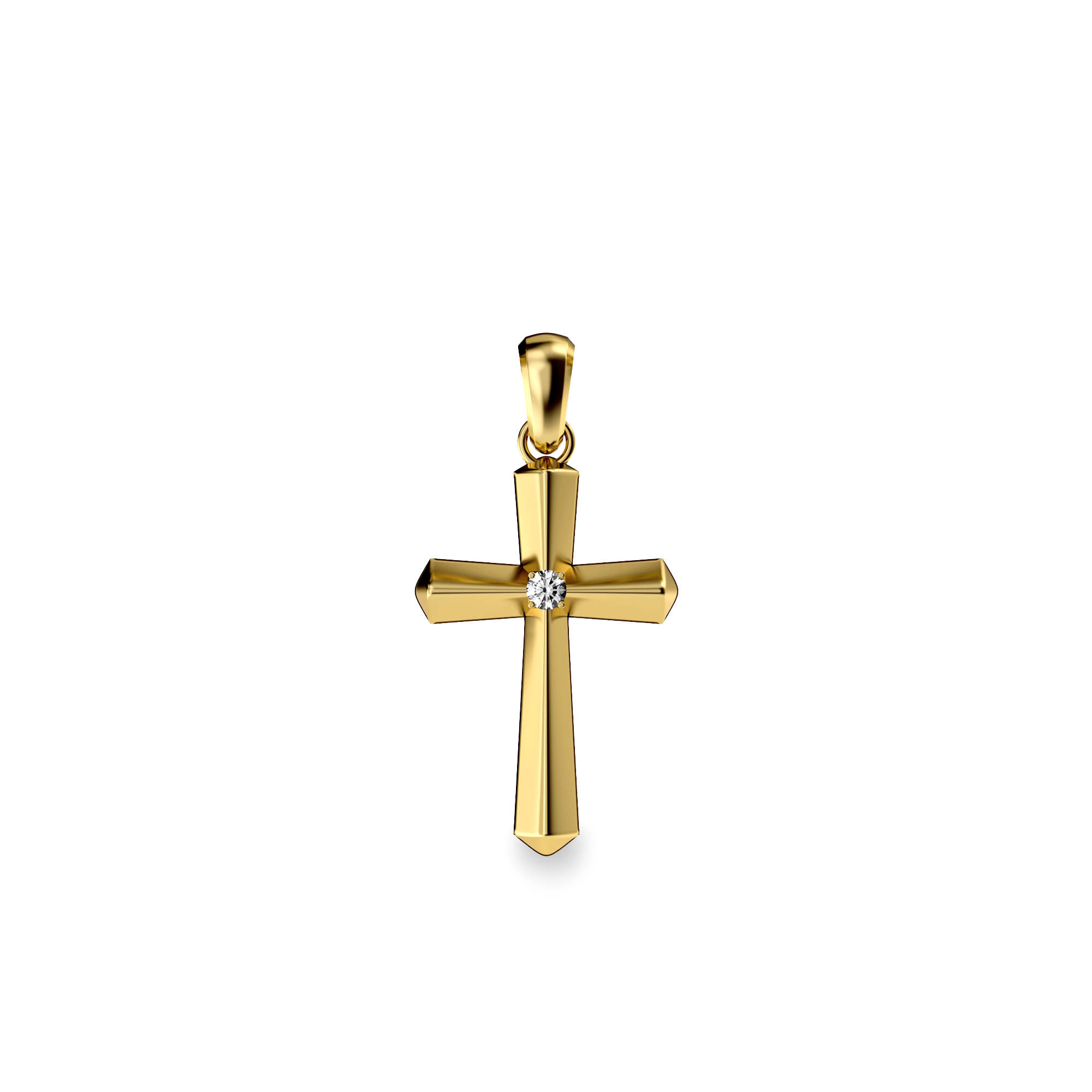 Cross Amulet Pendant, White Diamond - PASCAL#color_18k-yellow-gold-vermeil-white-diamond