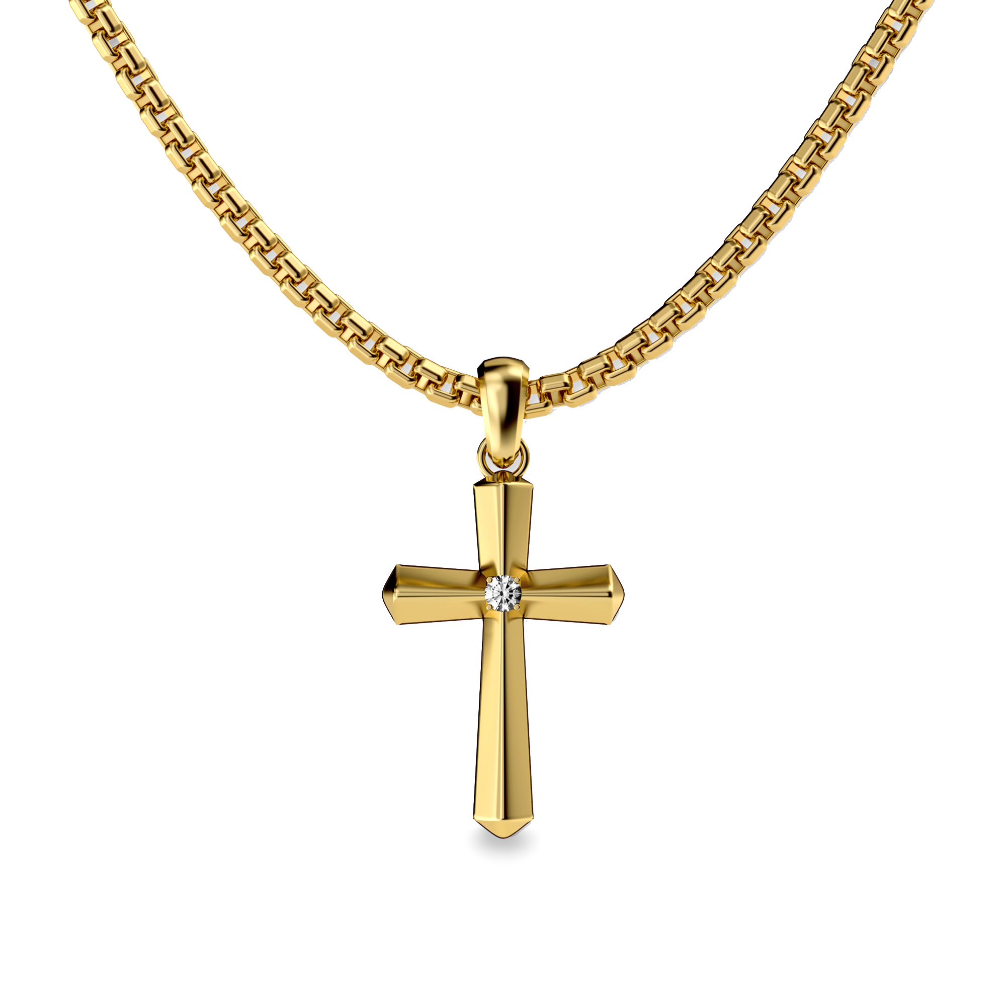 Cross Amulet Pendant, White Diamond - PASCAL#color_18k-yellow-gold-vermeil-white-diamond
