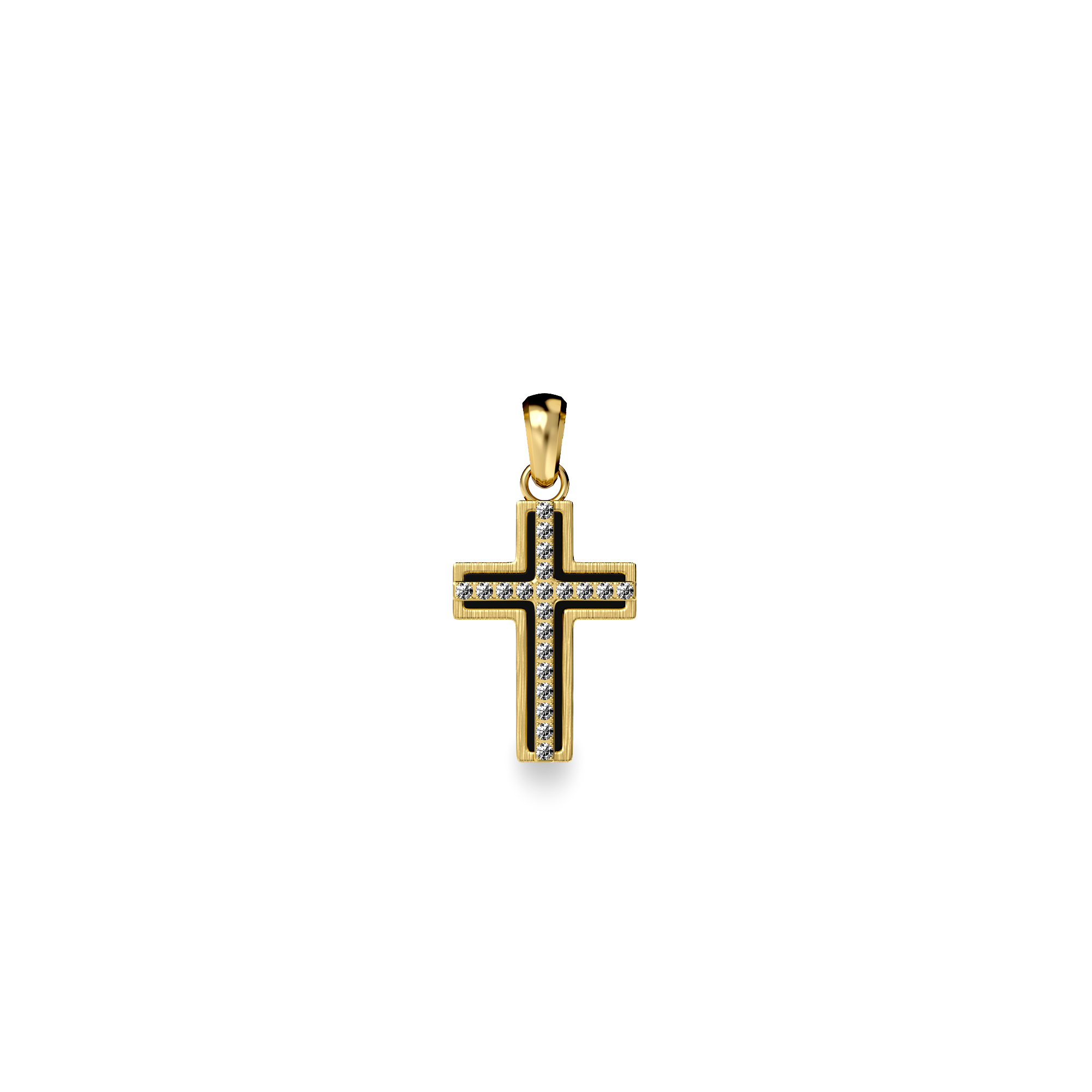 Deco Cross Pendant, White Diamond Pavé - PASCAL##color_18k-yellow-gold-vermeil-white-diamond