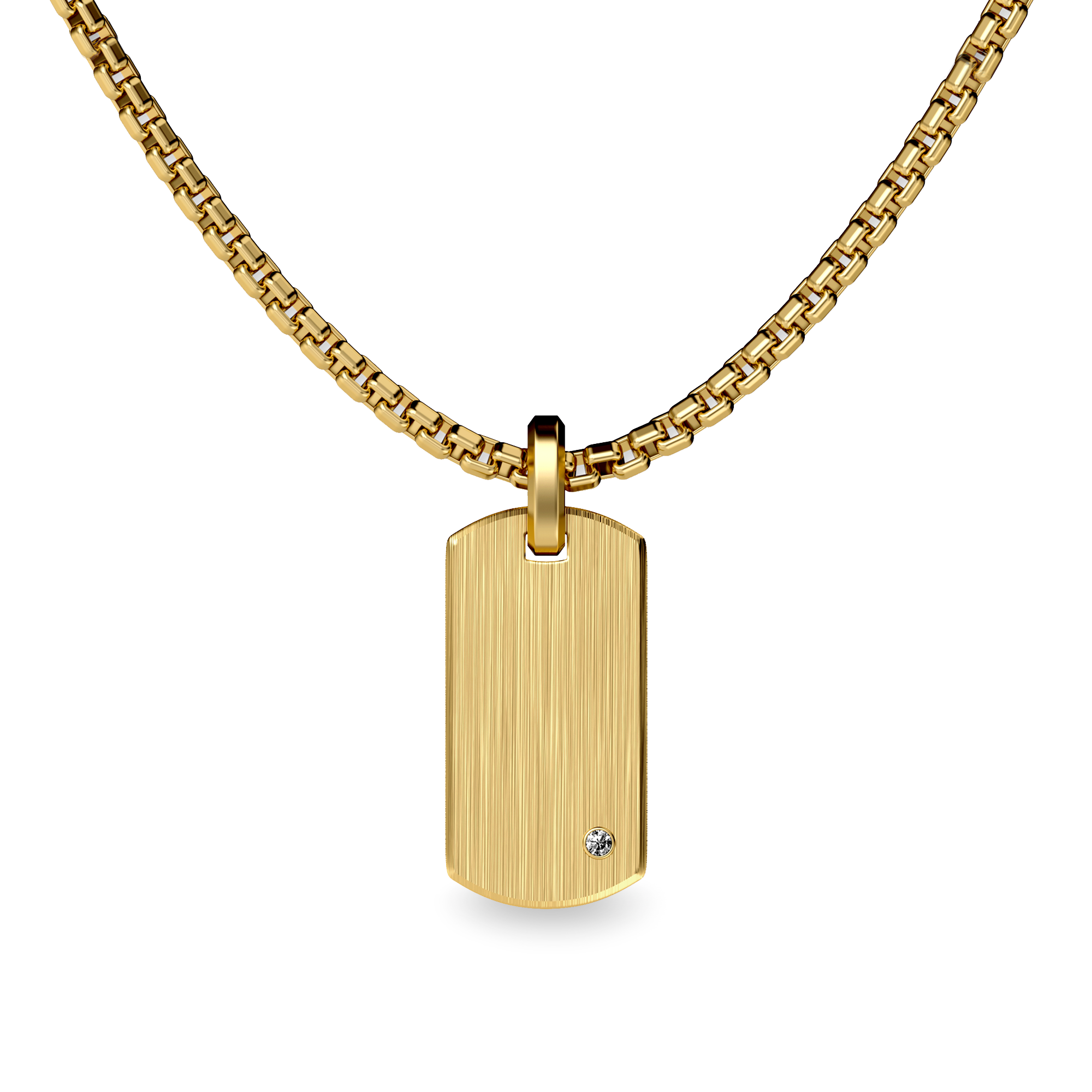 Dog Tag Pendant, White Diamond - PASCAL