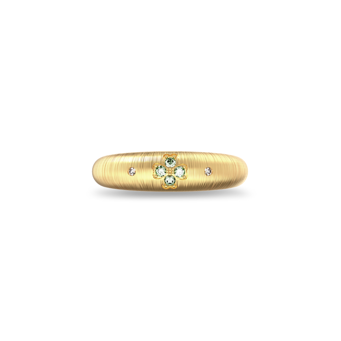 'Green Diamond Lucky Clover' Fancy Diamond Dome Ring