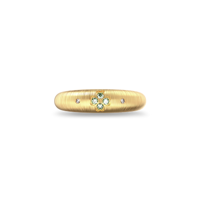 'Green Diamond Lucky Clover' Fancy Diamond Dome Ring