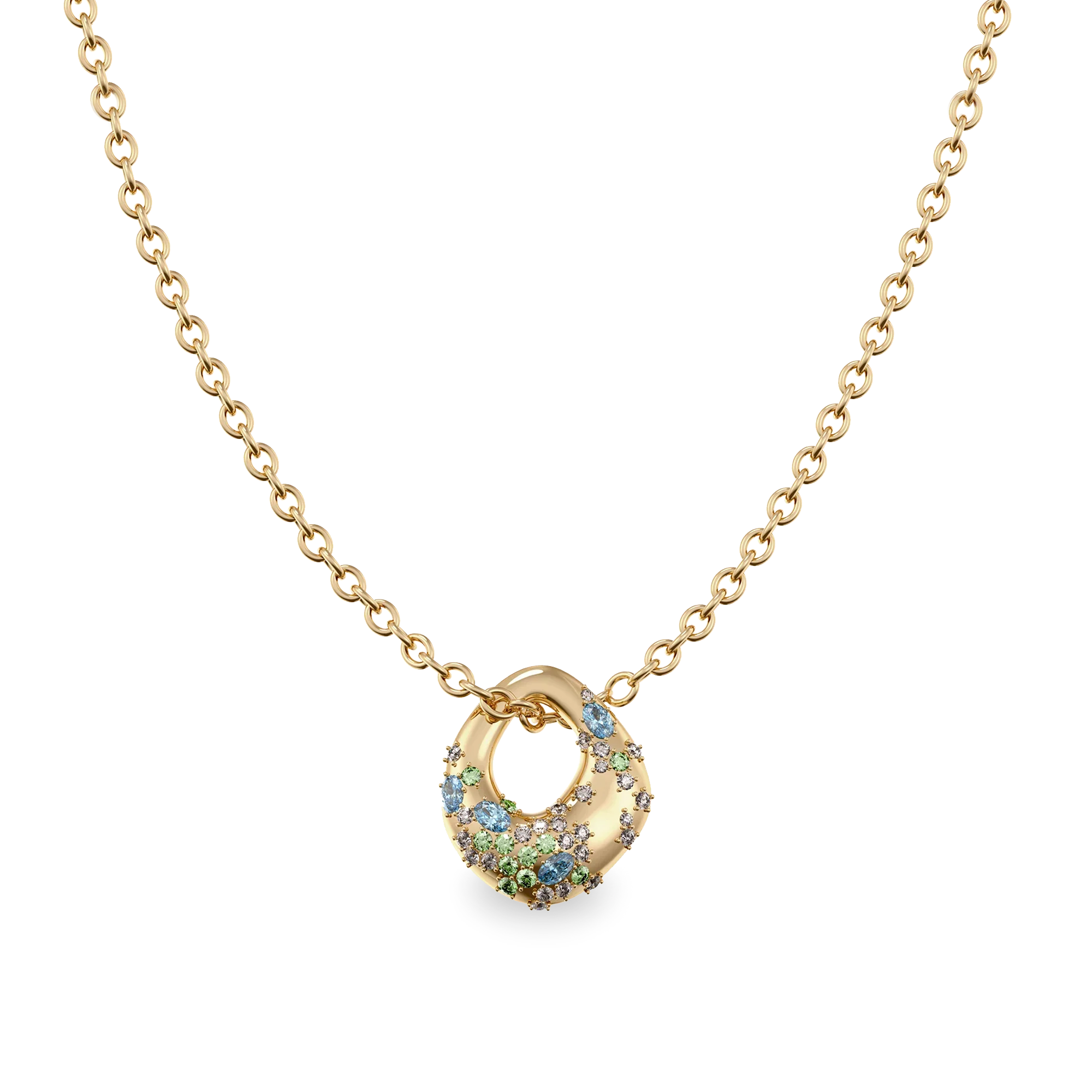 Dreamy Diamond Organic Pendant - PASCAL#color_18k-yellow-gold-vermeil-white-diamond-blue-green-gemstone