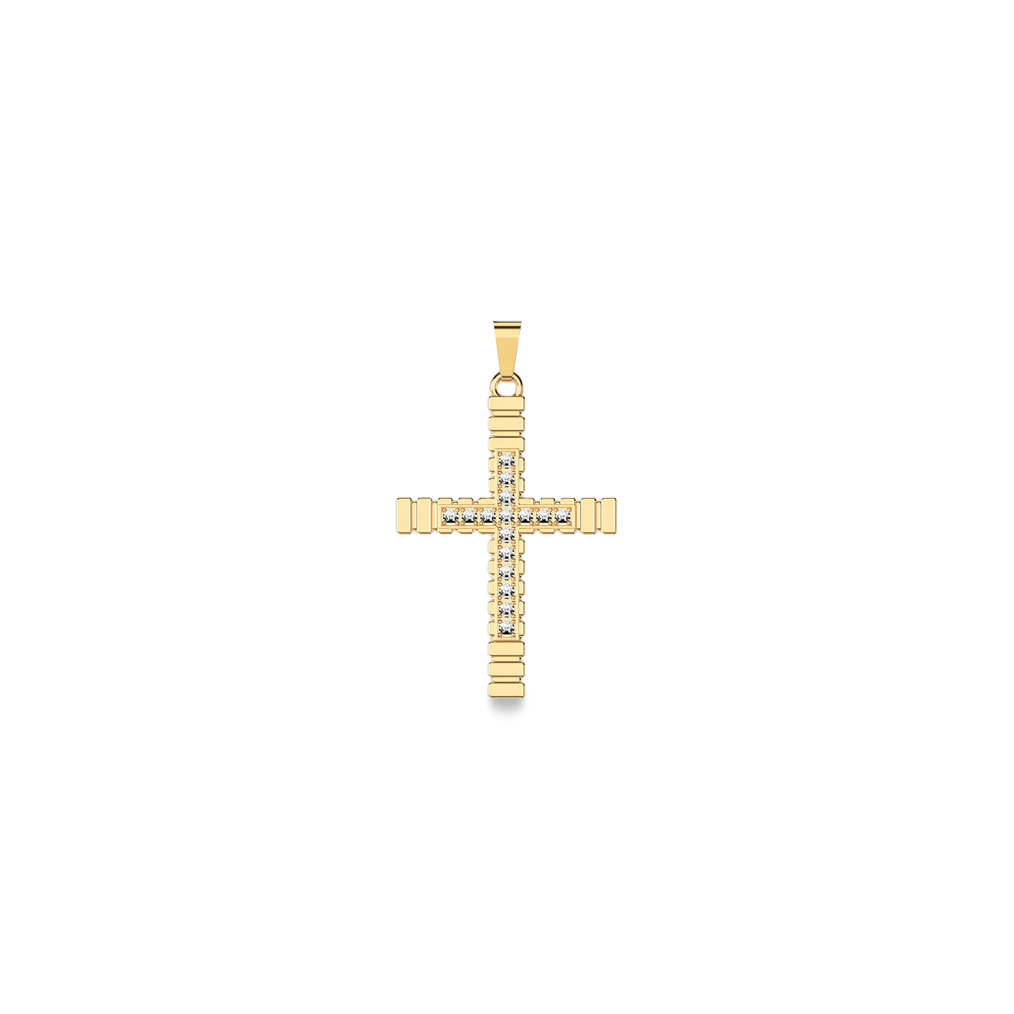 Fence Diamond Cross Pendant - PASCAL#color_18k-yellow-gold-vermeil-white-diamond