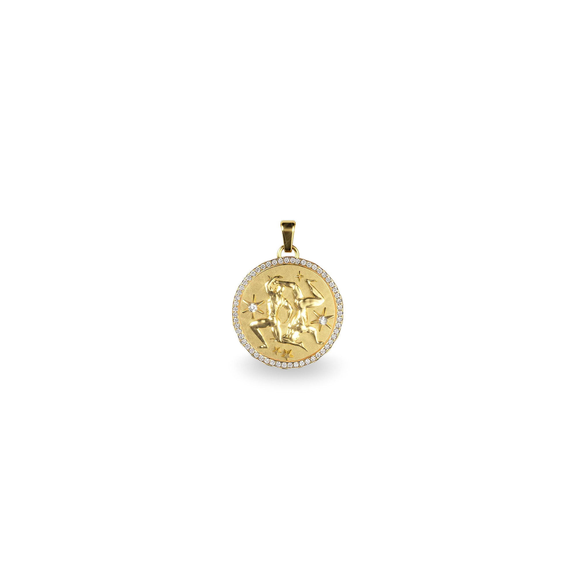 Gemini Amulet Pendant With Pave Diamond Rim - PASCAL