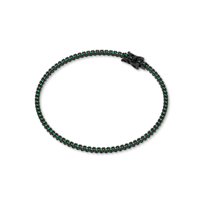 Klassisches Tennisarmband mit grünen Diamanten, 1,5 mm
