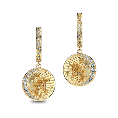 Artemis Zodiac Diamond Hoop Earrings