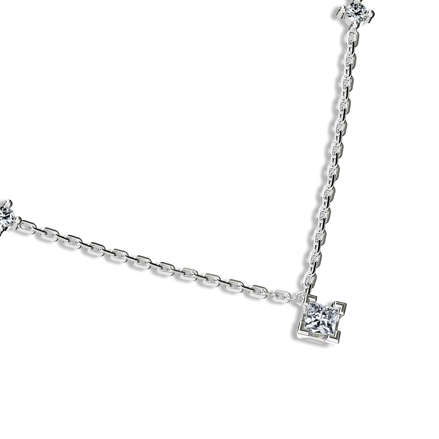 Classic Princess Cut Diamond Necklace