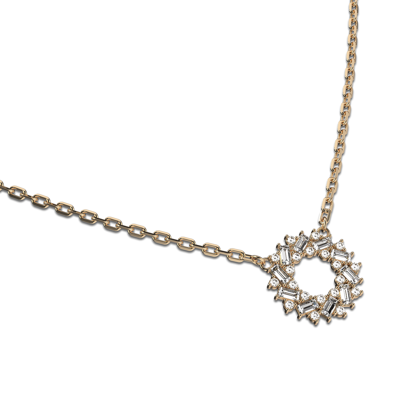 Cluster Baguettes Diamond Necklace