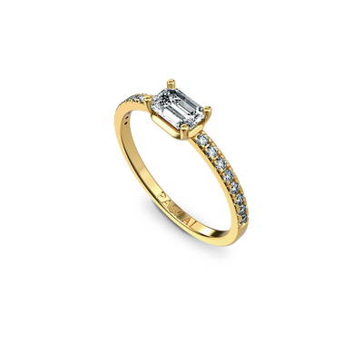 Solitaire Emerald Cut Diamond Eternity Ring