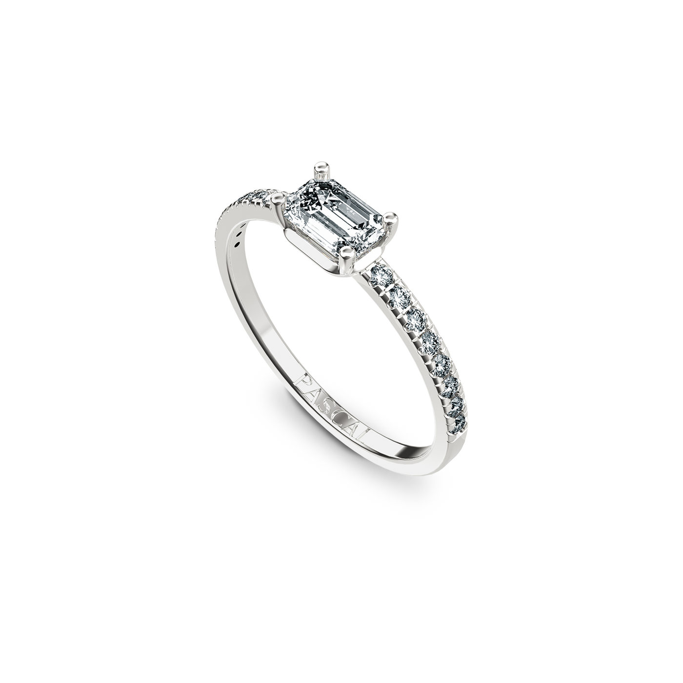 Solitär-Eternity-Ring mit Diamant im Smaragdschliff